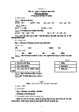 Kế hoạch bài dạy Lớp 4 - Tuần 1 - Năm học 2021-2022 - Nguyễn Thị Mai Liễu