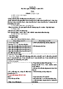 Kế hoạch bài dạy Lớp 4 - Tuần 12 - Năm học 2021-2022