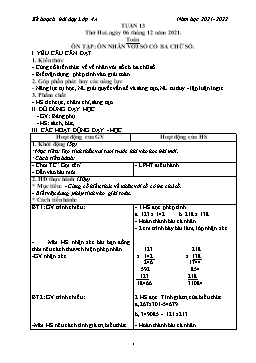 Kế hoạch bài dạy Lớp 4 - Tuần 13 - Năm học 2021-2022 - Phan Thị Hồng Vân