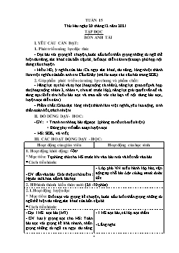 Kế hoạch bài dạy Lớp 4 - Tuần 15 - Năm học 2021-2022 - Nguyễn Thị Mai Liễu
