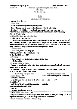 Kế hoạch bài dạy Lớp 4 - Tuần 19 - Năm học 2021-2022 - Phan Thị Hồng Vân