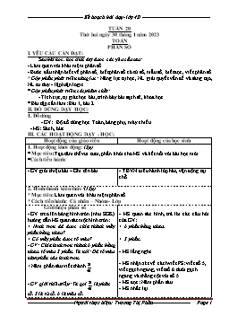 Kế hoạch bài dạy Lớp 4 - Tuần 20 - Năm học 2022-2023 - Trương Thị Phấn