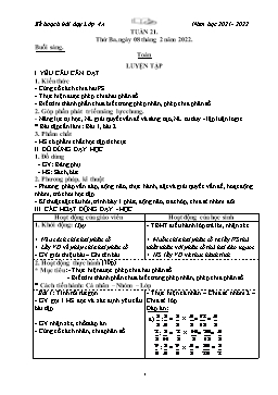 Kế hoạch bài dạy Lớp 4 - Tuần 21 - Năm học 2021-2022 - Phan Thị Hồng Vân