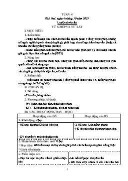 Kế hoạch bài dạy Lớp 4 - Tuần 4 - Năm học 2021-2022 - Nguyễn Thị Mai Liễu