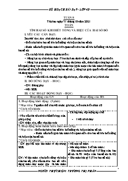 Kế hoạch bài dạy Lớp 4 - Tuần 8 - Năm học 2021-2022 - Trương Thị Phấn