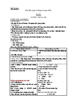 Kế hoạch bài dạy Lớp 4 - Tuần 9 - Năm học 2021-2022 - Phạm Thị Thúy Tình