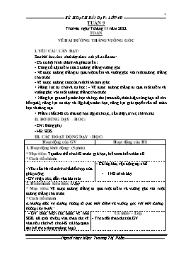 Kế hoạch bài dạy Lớp 4 - Tuần 9 - Năm học 2022-2023 - Trương Thị Phấn