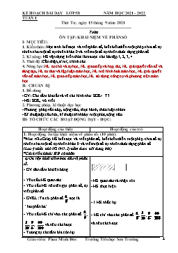 Kế hoạch bài dạy Lớp 5 - Tuần 1 - Năm học 2021-2022 - Phan Minh Đức