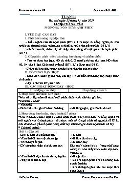 Kế hoạch bài dạy Lớp 5 - Tuần 11 - Năm học 2021-2022 - Hồ Thị Lệ Phương