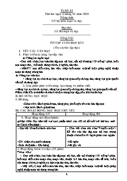 Kế hoạch bài dạy Lớp 5 - Tuần 13 - Năm học 2021-2022