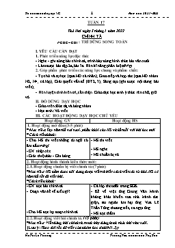 Kế hoạch bài dạy Lớp 5 - Tuần 17 - Năm học 2021-2022 - Hồ Thị Lệ Phương