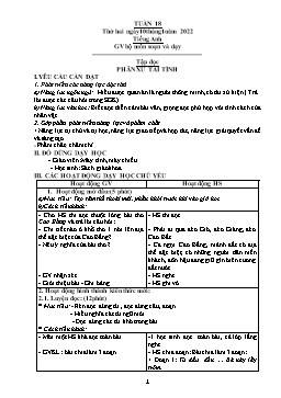 Kế hoạch bài dạy Lớp 5 - Tuần 18 - Năm học 2021-2022
