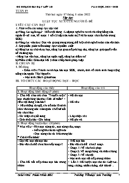 Kế hoạch bài dạy Lớp 5 - Tuần 19 - Năm học 2021-2022 - Phan Minh Đức