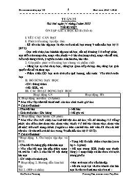 Kế hoạch bài dạy Lớp 5 - Tuần 25 - Năm học 2021-2022 - Hồ Thị Lệ Phương