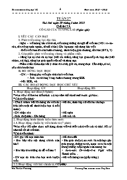 Kế hoạch bài dạy Lớp 5 - Tuần 27 - Năm học 2021-2022 - Hồ Thị Lệ Phương