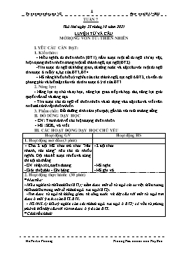 Kế hoạch bài dạy Lớp 5 - Tuần 7 - Năm học 2021-2022 - Hồ Thị Lệ Phương
