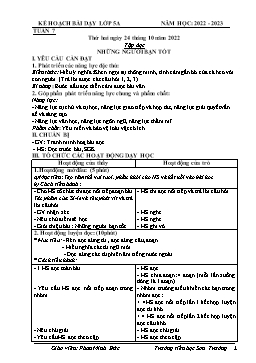 Kế hoạch bài dạy Lớp 5 - Tuần 7 - Năm học 2022-2023 - Phan Minh Đức
