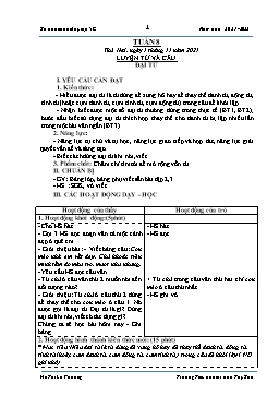 Kế hoạch bài dạy Lớp 5 - Tuần 8 - Năm học 2021-2022 - Hồ Thị Lệ Phương
