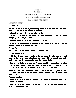 Kế hoạch bài dạy Mĩ thuật 1 - Tuần 5 - Năm học 2021-2022 - Trần Thị Kim Lành