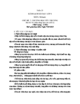 Kế hoạch bài dạy Mĩ thuật 1+2+3 - Tuần 25 - Năm học 2021-2022 - Trần Thị Kim Lành