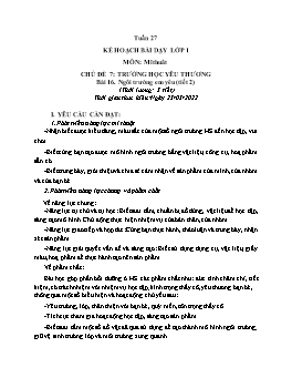 Kế hoạch bài dạy Mĩ thuật 1+2+3 - Tuần 27 - Năm học 2021-2022 - Trần Thị Kim Lành