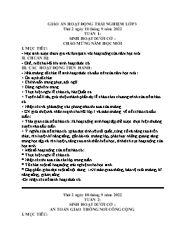 Kế hoạch bài dạy Sinh hoạt dưới cờ 3 - Tuần 1-22 - Năm học 2022-2023 - Vũ Thị Hương Anh