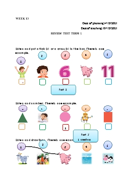 Kế hoạch bài dạy Tiếng Anh 2 - Tuần 13, Review Test Term 1 - Năm học 2021-2022 - Cao Văn Hùng