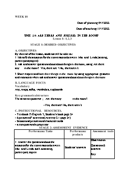 Kế hoạch bài dạy Tiếng Anh 3 - Tuần 18 - Năm học 2021-2022 - Trần Thị Hương