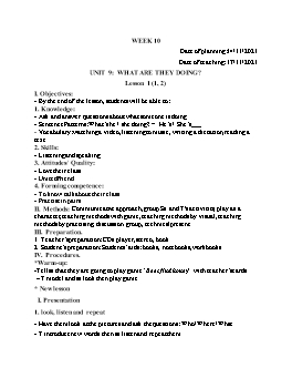 Kế hoạch bài dạy Tiếng Anh 4 - Tuần 10, Unit 9: What are they doing? - Năm học 2021-2022 - Cao Văn Hùng