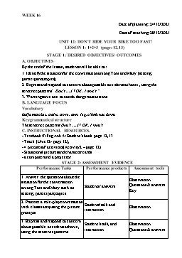 Kế hoạch bài dạy Tiếng Anh 5 - Tuần 16 - Năm học 2021-2022 - Trần Thị Hương