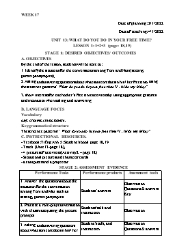 Kế hoạch bài dạy Tiếng Anh 5 - Tuần 17 - Năm học 2021-2022 - Trần Thị Hương