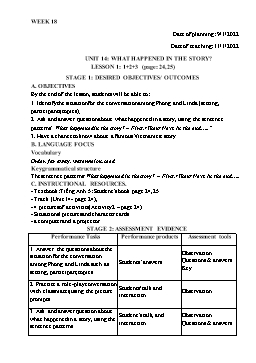Kế hoạch bài dạy Tiếng Anh 5 - Tuần 18 - Năm học 2021-2022 - Trần Thị Hương