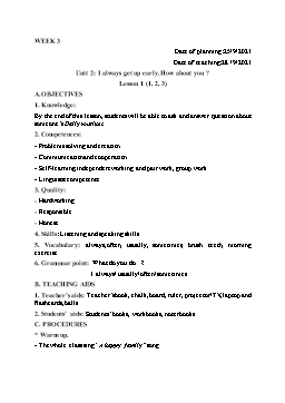 Kế hoạch bài dạy Tiếng Anh 5 - Tuần 2 - Năm học 2021-2022 - Trần Thị Hương