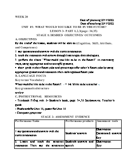Kế hoạch bài dạy Tiếng Anh 5 - Tuần 20 - Năm học 2021-2022 - Trần Thị Hương