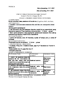 Kế hoạch bài dạy Tiếng Anh 5 - Tuần 24 - Năm học 2021-2022 - Trần Thị Hương
