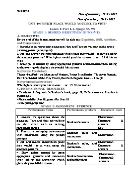Kế hoạch bài dạy Tiếng Anh 5 - Tuần 27 - Năm học 2021-2022 - Trần Thị Hương