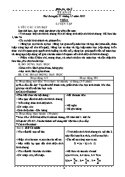 Kế hoạch bài dạy Toán 5 - Tuần 15-16 - Năm học 2021-2022 - Nguyễn Thị Mỹ Hoa
