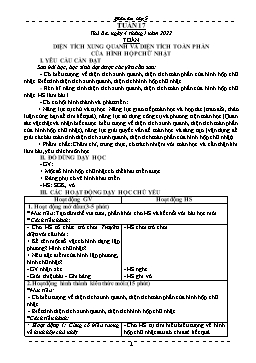 Kế hoạch bài dạy Toán 5 - Tuần 17-18 - Năm học 2021-2022 - Nguyễn Thị Mỹ Hoa