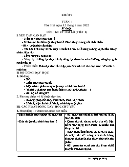 Kế hoạch bài dạy Tự nhiên và Xã hội Lớp 1+2 - Tuần 1 - Năm học 2022-2023 - Lê Thị Ngọc Thúy