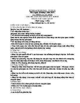 Kế hoạch bài dạy Tự nhiên & Xã hội 1 + Khoa học 4 - Tuần 19 - Năm học 2021-2022 - Trương Thị Phấn