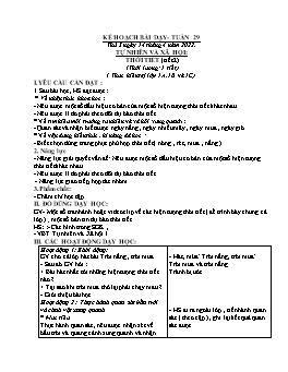 Kế hoạch bài dạy Tự nhiên & Xã hội 1 + Khoa học 4 - Tuần 29 - Năm học 2021-2022 - Trương Thị Phấn