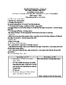 Kế hoạch bài dạy Tự nhiên & Xã hội 1 + Khoa học 4 - Tuần 31 - Năm học 2021-2022 - Trương Thị Phấn