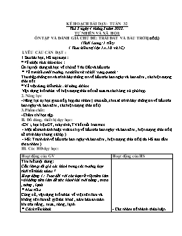 Kế hoạch bài dạy Tự nhiên & Xã hội 1 + Khoa học 4 - Tuần 32 - Năm học 2021-2022 - Trương Thị Phấn