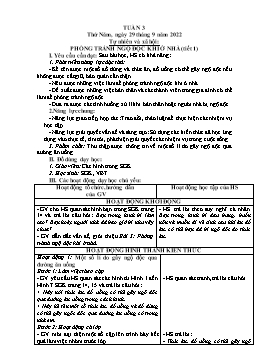 Kế hoạch bài dạy Tự nhiên & xã hội 2 - Tuần 3 - Năm học 2022-2023 - Lê Thị Ngọc Thúy