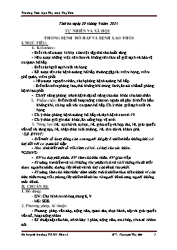 Kế hoạch bài dạy Tự nhiên & Xã hội 3 - Phòng bệnh hô hấp và bệnh lao phổi - Năm học 2021-2022 - Nguyễn Thị Mơ