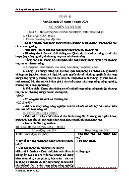Kế hoạch bài dạy Tự nhiên & Xã hội 3 - Tuần 11 - Năm học 2021-2022 - Nguyễn Thị Mơ