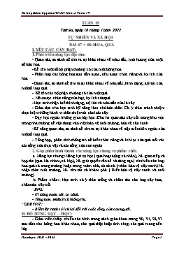 Kế hoạch bài dạy Tự nhiên & Xã hội 3 - Tuần 19 - Năm học 2021-2022 - Nguyễn Thị Mơ