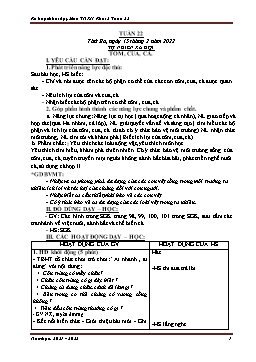 Kế hoạch bài dạy Tự nhiên & Xã hội 3 - Tuần 22 - Năm học 2021-2022 - Nguyễn Thị Mơ