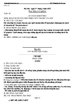 Kế hoạch dạy học Lớp 1 - Tuần 28 - Năm học 2022-2023
