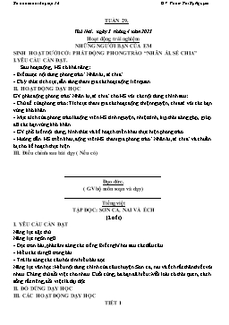 Kế hoạch dạy học Lớp 1 - Tuần 29 - Năm học 2022-2023